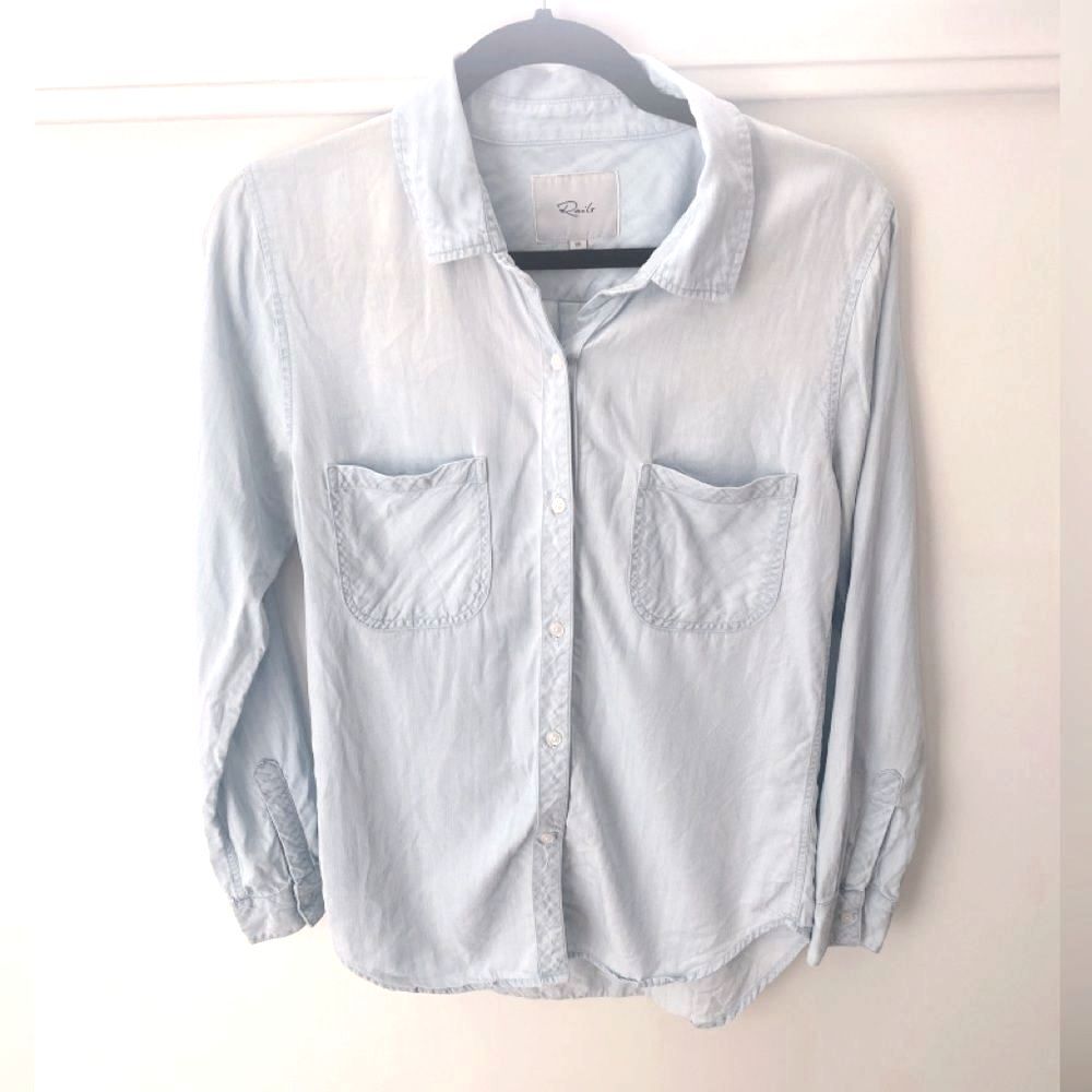 RAILS Carter Button Down Shirt Women's XS Light Vintage Denim Chambray Denim Top - Picture 4 of 10
